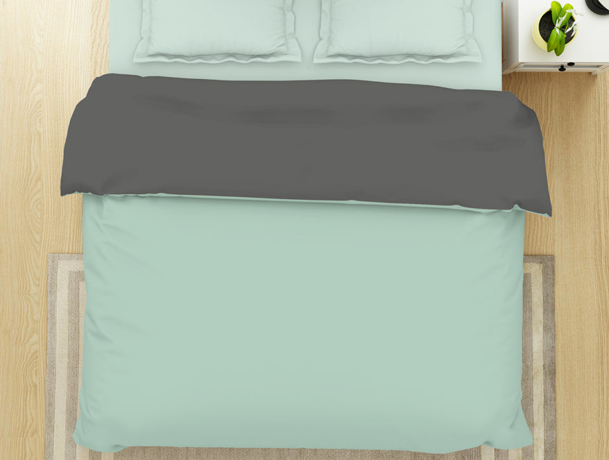 Solid Mint/ Charcoal - Mint 100% Cotton Shell Double Quilt / AC Comforter - Everyday Essentials By Spaces