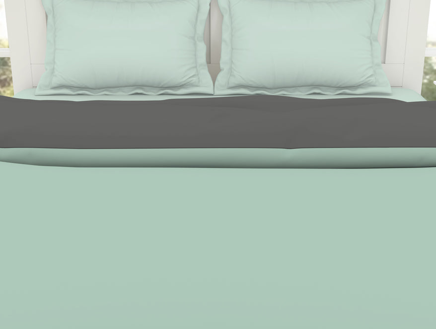 Solid Mint/ Charcoal - Mint 100% Cotton Shell Double Quilt / AC Comforter - Everyday Essentials By Spaces