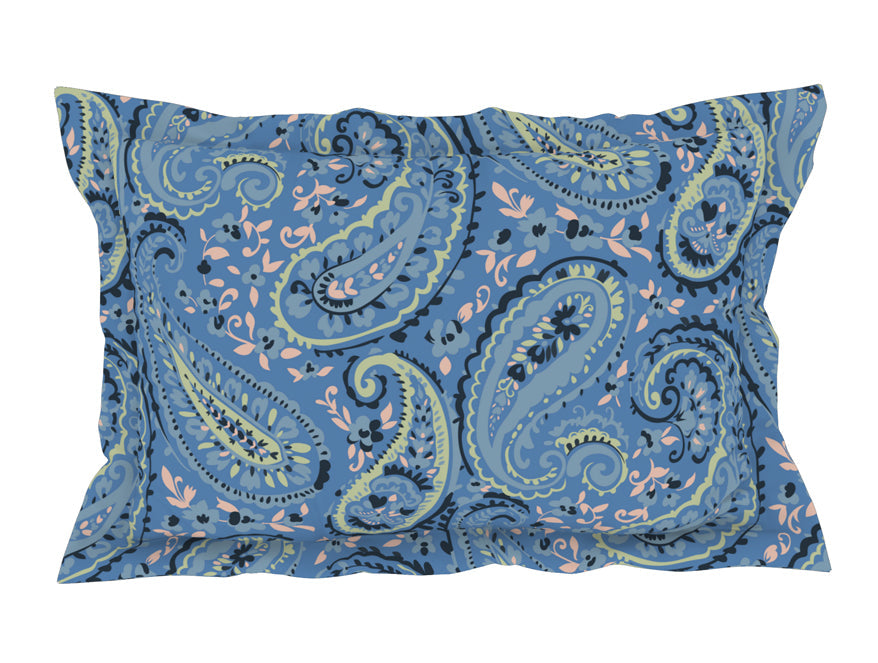 Ornate Cerulean - Blue 100% Cotton Double Bedsheet - Bohemia By Spaces