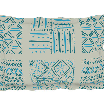 Geometric Aruba Blue - Aqua 100% Cotton Double Bedsheet - Geospace By Spaces