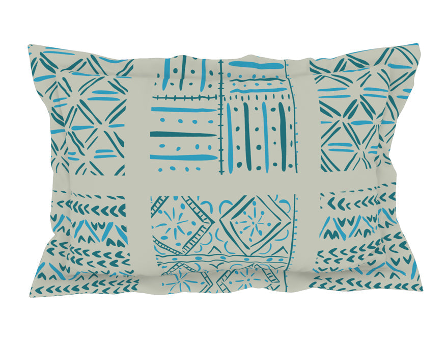 Geometric Aruba Blue - Aqua 100% Cotton Double Bedsheet - Geospace By Spaces