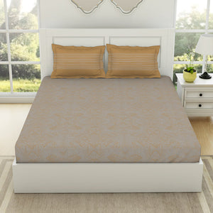 Geometric Nimbus Colud - Light Grey 100% Cotton Double Bedsheet - Geospace By Spaces