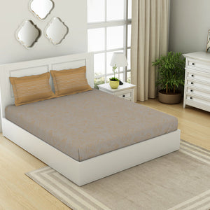 Geometric Nimbus Colud - Light Grey 100% Cotton Double Bedsheet - Geospace By Spaces