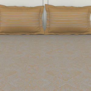 Geometric Nimbus Colud - Light Grey 100% Cotton Double Bedsheet - Geospace By Spaces
