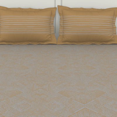 Geometric Nimbus Colud - Light Grey 100% Cotton Double Bedsheet - Geospace By Spaces
