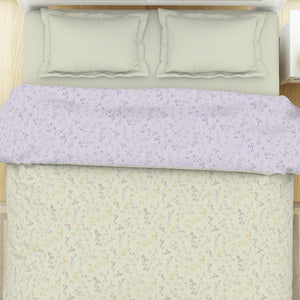 Floral Mystic Blue - Light Grey 100% Cotton Shell Double Quilt / AC Comforter - Bohemia By Spaces
