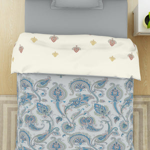 Floral Brilliant White - White 100% Cotton Shell Single Quilt / AC Comforter - Bohemia By Spaces