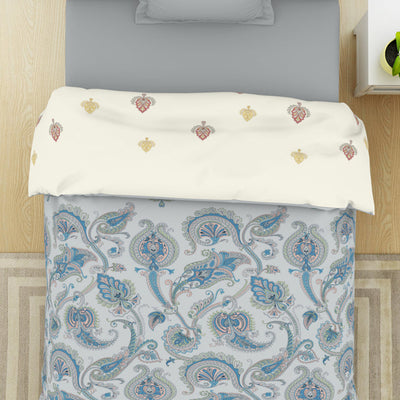 Floral Brilliant White - White 100% Cotton Shell Single Quilt / AC Comforter - Bohemia By Spaces