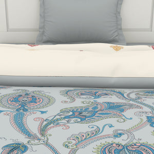 Floral Brilliant White - White 100% Cotton Shell Single Quilt / AC Comforter - Bohemia By Spaces
