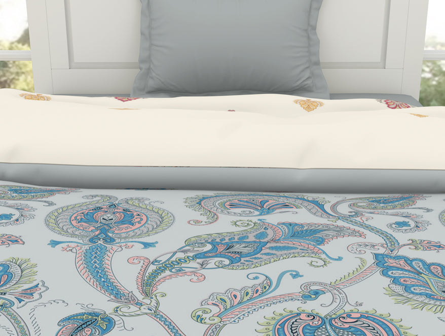 Floral Brilliant White - White 100% Cotton Shell Single Quilt / AC Comforter - Bohemia By Spaces