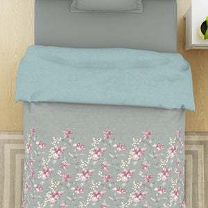 Floral Moon Rock - Grey 100% Cotton Shell Single Quilt / AC Comforter - Bohemia By Spaces