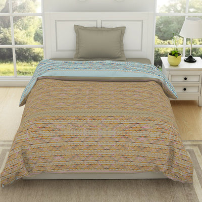 Geometric Angora - Beige 100% Cotton Shell Single Quilt / AC Comforter - Gypsy By Spaces