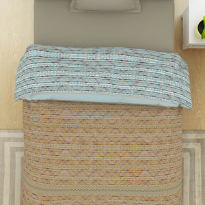 Geometric Angora - Beige 100% Cotton Shell Single Quilt / AC Comforter - Gypsy By Spaces