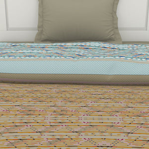 Geometric Angora - Beige 100% Cotton Shell Single Quilt / AC Comforter - Gypsy By Spaces