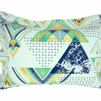 Geometric Soothing Sea - Light Aqua Microfiber Double Bedsheet - Adore By Welspun