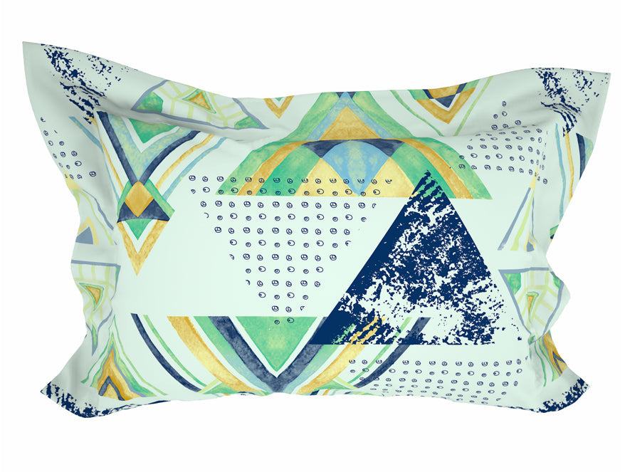 Geometric Soothing Sea - Light Aqua Microfiber Double Bedsheet - Adore By Welspun