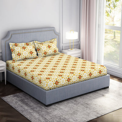 Floral Super Lemon - Yellow Microfibre Double Bedsheet - Adore By Welspun