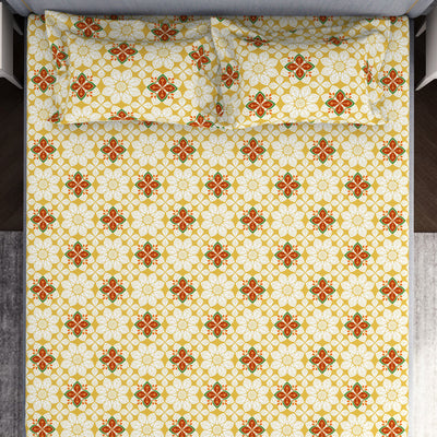 Floral Super Lemon - Yellow Microfibre Double Bedsheet - Adore By Welspun