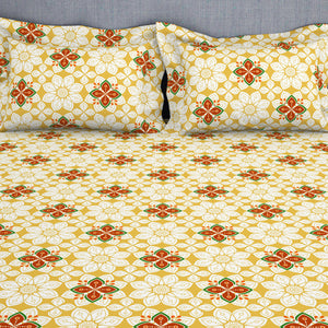 Floral Super Lemon - Yellow Microfibre Double Bedsheet - Adore By Welspun