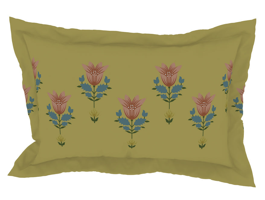 Floral Pear Sorbet - Light Yellow 100% Cotton Double Bedsheet - Queens Garden By Spaces