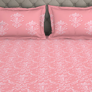Floral Pale Rosette - Pink 100% Cotton Double Bedsheet - Queens Garden By Spaces