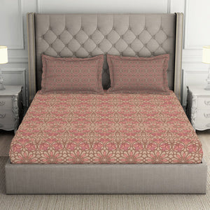 Floral Pink Salt - Light Pink 100% Cotton Double Bedsheet - Queens Garden By Spaces