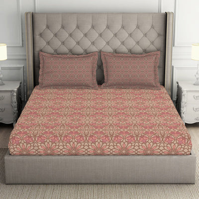 Floral Pink Salt - Light Pink 100% Cotton Double Bedsheet - Queens Garden By Spaces
