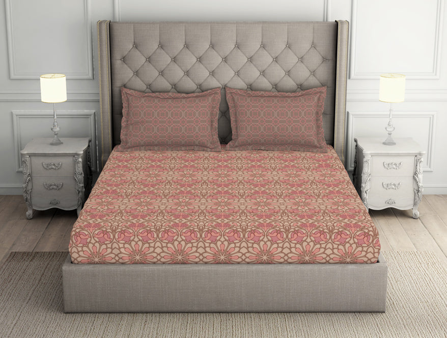 Floral Pink Salt - Light Pink 100% Cotton Double Bedsheet - Queens Garden By Spaces