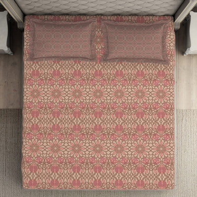 Floral Pink Salt - Light Pink 100% Cotton Double Bedsheet - Queens Garden By Spaces