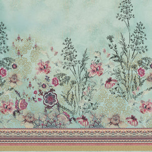 Floral Clearly Aqua - Light Aqua 100% Cotton King Size Bedsheet - Romantica By Spaces