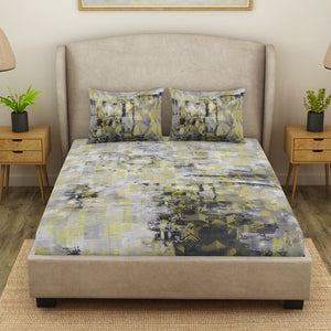 Geometric Micro Chip - Grey Cotton Viscose Double Bedsheet - Starry Night By Spaces