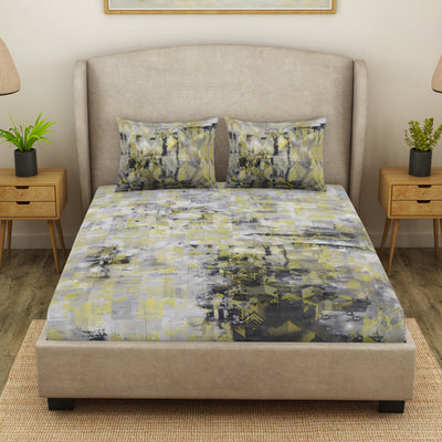 Geometric Micro Chip - Grey Cotton Viscose Double Bedsheet - Starry Night By Spaces