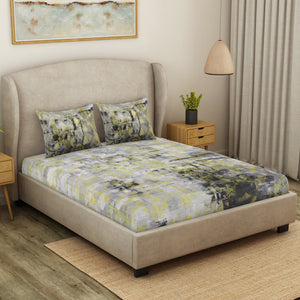 Geometric Micro Chip - Grey Cotton Viscose Double Bedsheet - Starry Night By Spaces
