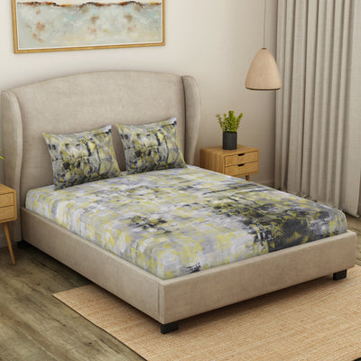 Geometric Micro Chip - Grey Cotton Viscose Double Bedsheet - Starry Night By Spaces