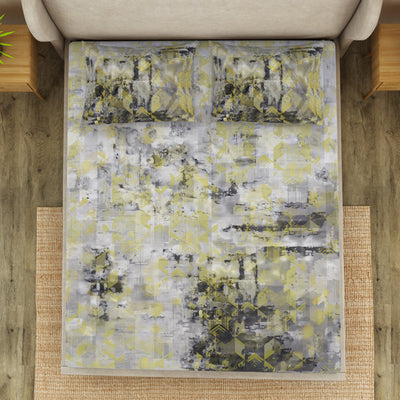 Geometric Micro Chip - Grey Cotton Viscose Double Bedsheet - Starry Night By Spaces