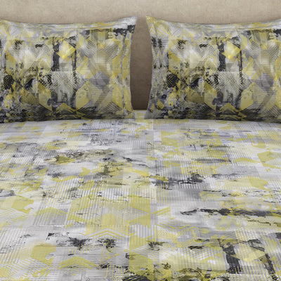 Geometric Micro Chip - Grey Cotton Viscose Double Bedsheet - Starry Night By Spaces