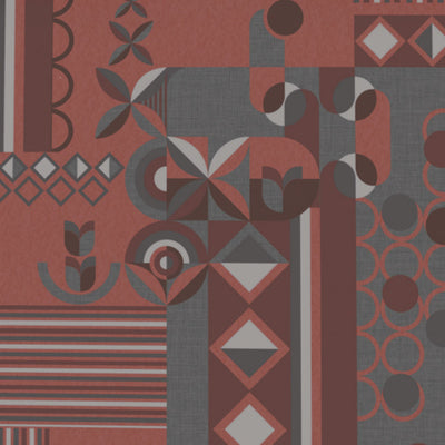 Geometric Coral Almond Cotton Viscose Double Bedsheet - Canvas By Spaces