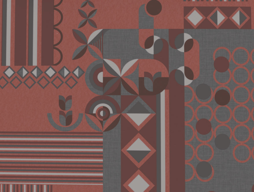 Geometric Coral Almond Cotton Viscose Double Bedsheet - Canvas By Spaces