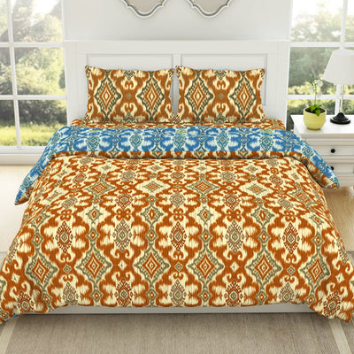 Geometric Citrus - Yellow 100% Cotton Shell Bed In A Bag - Ikkat By Spaces
