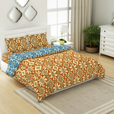 Geometric Citrus - Yellow 100% Cotton Shell Bed In A Bag - Ikkat By Spaces