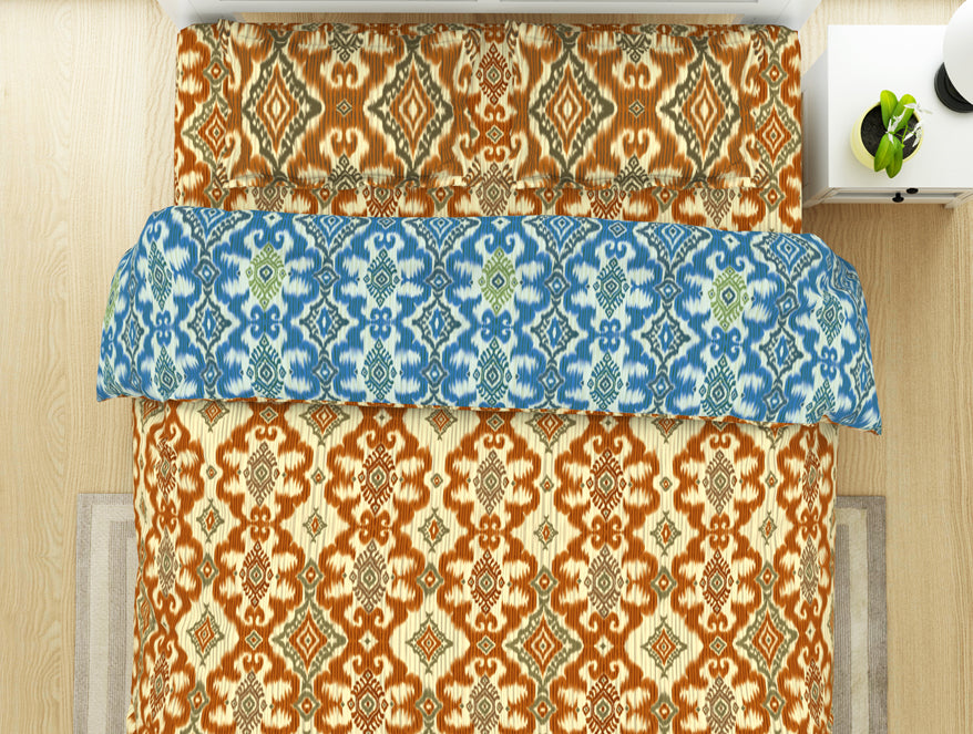 Geometric Citrus - Yellow 100% Cotton Shell Bed In A Bag - Ikkat By Spaces