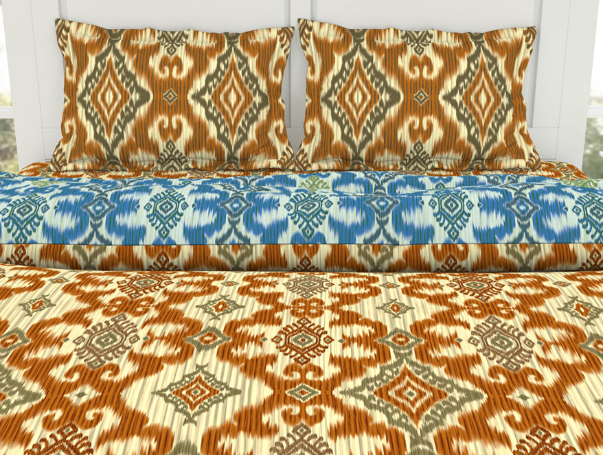 Geometric Citrus - Yellow 100% Cotton Shell Bed In A Bag - Ikkat By Spaces