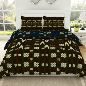Geometric Gothic Olive - Dark Brown 100% Cotton Shell Bed In A Bag - Ikkat By Spaces