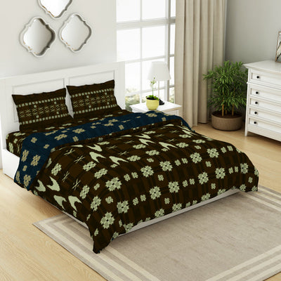 Geometric Gothic Olive - Dark Brown 100% Cotton Shell Bed In A Bag - Ikkat By Spaces