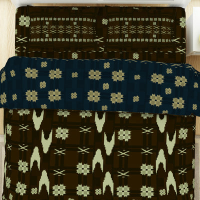 Geometric Gothic Olive - Dark Brown 100% Cotton Shell Bed In A Bag - Ikkat By Spaces