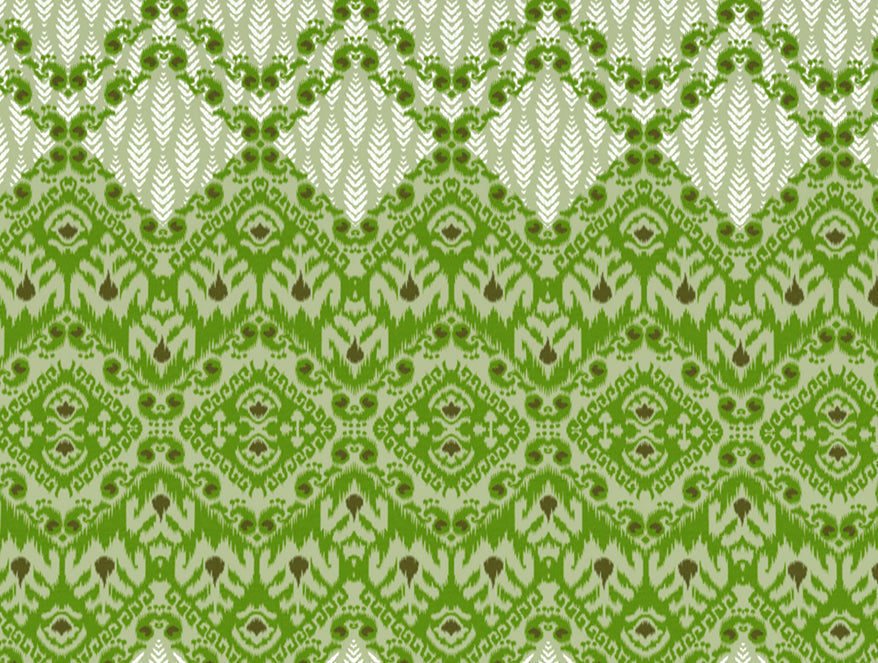 Geometric Titanite - Green 100% Cotton Shell Double Quilt / AC Comforter - Ikkat By Spaces