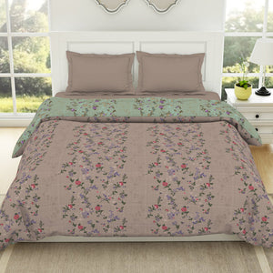 Floral Mauve Morn - Violet 100% Cotton Shell Double Quilt / AC Comforter - Lattice By Spaces