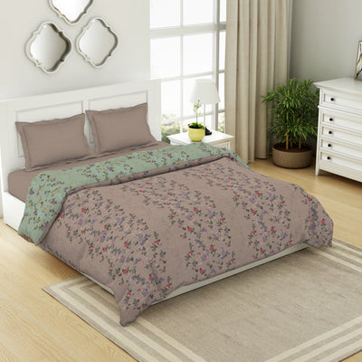 Floral Mauve Morn - Violet 100% Cotton Shell Double Quilt / AC Comforter - Lattice By Spaces