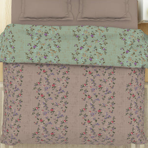 Floral Mauve Morn - Violet 100% Cotton Shell Double Quilt / AC Comforter - Lattice By Spaces