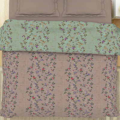 Floral Mauve Morn - Violet 100% Cotton Shell Double Quilt / AC Comforter - Lattice By Spaces
